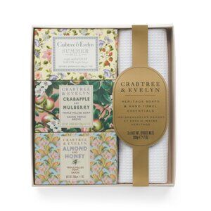 CRABTREE & EVELYN multi 3pk Assorted Guest Soap Bars With 1 Hand Towel